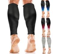 aZengear Calf Support Compression Sleeves (Pair) for Women, Men, Running | 20-30mmHg Class 2 Shin Splints Brace, Footless Leg Socks for Torn Muscle Pain Relief, Cramps (L-XL, Black)