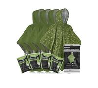 Azengear Emergency Survival Poncho (4Pc) Thermal Mylar Foil Coating Blanket For Heat Retention And Rain, Waterproof (Green)