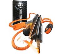 aZengear Flint and Steel Fire Starter Survival Kit, XL Ferro Rod (4" x ⌀ 2/5") with HSS Steel Striker, Paracord Lanyard String for Camping, Bushcraft (4.7”x1/2” (FSP))
