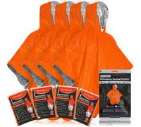 aZengear Emergency Survival Poncho (4pc) Thermal Mylar Foil Coating Blanket for Heat Retention and Rain | Reversible with Hood | Waterproof, Windproof, Portable, Hands-free, Outdoor Kit
