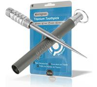 aZengear Titanium Toothpick EDC With a Keyring - Portable, Travel, Metal - One