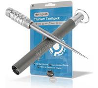 aZengear Titanium Toothpick, 8g, 11cm/4.3in, ⌀6mm with Keyring Pocket Holder - Portable, Reusable for Outdoor Camping, Travel, Picnic (1)