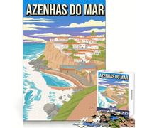 Azenhas Do Mar Portugal Travel Poster Jigsaw Puzzles 1000 Piece for Teenagers Thought Training Mind Soothing Fun Uniform Cut Thoughtful Xmas (38x52cm)