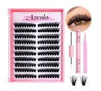 Azenlo Natural Lash Clusters Kit Wispy Eyelash Clusters 120 pcs Cluster Eyelash Extensions C Curl Individual Lashes 10-16 mm Mix Length Natural Look (Left&Right 80D KIT 120Pcs)