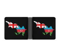 Azerbaijan and Georgia Flag Map Bifold Wallet for Men with Card Slot