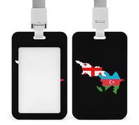 Azerbaijan and Georgia Flag Map Funny ID Badge Holder with Lanyard Name Card Holders for Work Nurse Teacher