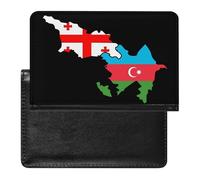 Azerbaijan and Georgia Flag Map Funny Passport Holder for Travel Wallet Cover Document Organizer with Card Slot
