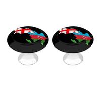 Azerbaijan and Georgia Flag Map Funny Round Cabinet Knobs Stainless Steel Drawer Pulls Decorative Door Handles