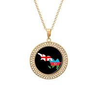 Azerbaijan And Georgia Flag Map Personalized Picture Necklace Photo Pendant Custom Memorial Jewelry for Women