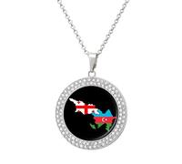 Azerbaijan And Georgia Flag Map Personalized Picture Necklace Photo Pendant Custom Memorial Jewelry for Women