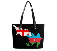 Azerbaijan And Georgia Flag Map Women's Tote Handbags Shoulder Bag