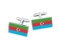 Azerbaijan Flag Cufflinks - Azerbaijani National Emblem Gift for Men | Blue, Red & Green with Crescent & Star Design | Groomsmen Wedding Gift | Gift Box Included | Proud Azeri Keepsake