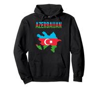 Azerbaijan Flag Map National Pride Colors Pullover Hoodie