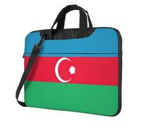 Azerbaijan flag print laptop bag, adjustable shoulder strap and hidden handle, simplify your everyday, Black/White, 13 inch