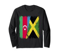Azerbaijan Jamaica Half Flag Azeri Jamaican Heritage Long Sleeve T-Shirt