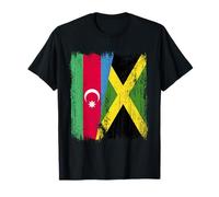 Azerbaijan Jamaica Half Flag Azeri Jamaican Heritage T-Shirt