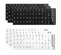 Azerty French Keyboard Sticker 6 Pieces Universal Replacement Letters Frosted Cover Keyboard Stickers for All Keyboards PC Laptop Office Computer (3 x Black, 3 x White)