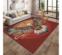 Azetc Eagle Area Rugs for Living Room, Native American Navajo Rugs for Bedroom 160x230cm, Machine Washable Carpet, Non Slip Soft Low Pile Patterned Indoor Rug QAZ10
