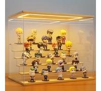 AZEYN Clear Acrylic Display Case with Light , 6 Tier Display Box Stand Assembly Dustproof Protection Showcase for Collectibles Action Figures (6 Tier L 19.7*12.6*16.5in；50×32×42cm)