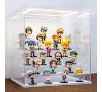 AZEYN Clear Acrylic Display Case with Light , 6 Tier Display Box Stand Assembly Dustproof Protection Showcase for Collectibles Action Figures (White 6 Tier S 15.8*12.6*16.5in；40×32×42cm)