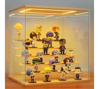 AZEYN Clear Acrylic Display Case with Light , 6 Tier Display Box Stand Assembly Dustproof Protection Showcase for Collectibles Action Figures (6 Tier S 15.8*12.6*16.5in；40×32×42cm)