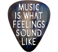 AZEZO Metal Guitar Pick Décor, 12’’x10’’ Music Wall Art, Stainless Guitar Wall Art, Featuring ‘Music Is What Feelings Sound Like’