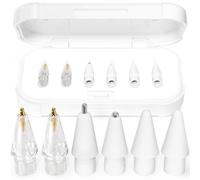 AZF Replacement Tips for Apple Pencil Pro/USB-C/2nd Gen/1st Gen Tips with Storage Box，Mix Metal wear-Resistant Replacement Pencil Tips for iPad Pencil Accessories (White)