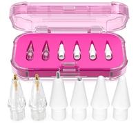 AZF Replacement Tips for Apple Pencil Pro/USB-C/2nd Gen/1st Gen Tips with Storage Box，Mix Metal wear-Resistant Replacement Pencil Tips for iPad Pencil Accessories (Rose red)