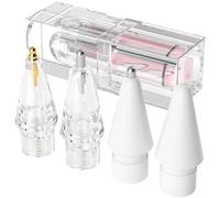 AZF Upgraded Replacement Tips for Apple Pencil Pro/USB-C/2nd Gen/1st Gen Tips(with Retractable Storage Box),Mix Metal wear-Resistant Replacement Pencil Tips for iPad Pencil Accessories (Pink)