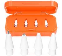 AZF Upgraded Replacement Tips for Apple Pencil Pro/USB-C/2nd Gen/1st Gen Tips （with Storage Box） Mix Metal wear-Resistant Replacement Pencil Tips for iPad Pencil Accessories (Orange)