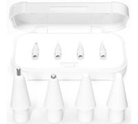 AZF Upgraded Replacement Tips for Apple Pencil Pro/USB-C/2nd Gen/1st Gen Tips （with Storage Box） Mix Metal wear-Resistant Replacement Pencil Tips for iPad Pencil Accessories (White)