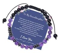 AZFEIYA Morse Code Bracelets for Women Bonus Mother Hematite Natural Lava Stone Bead Bracelet Adjustable Amethyst Braided Rope Bracelet Inspirational Jewelry for Women,Sister,Lady, L, Crystal, no