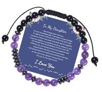AZFEIYA Morse Code Bracelets for Women Bonus Mother Hematite Natural Lava Stone Bead Bracelet Adjustable Amethyst Braided Rope Bracelet Inspirational Jewelry for Women,Sister,Lady, L, Crystal, no