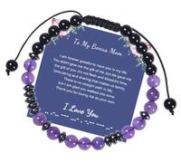 AZFEIYA Morse Code Bracelets for Women Bonus Mother Hematite Natural Lava Stone Bead Bracelet Adjustable Amethyst Braided Rope Bracelet Inspirational Jewelry for Women,Sister,Lady, L, Crystal, no
