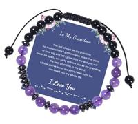 AZFEIYA Morse Code Bracelets for Women Bonus Mother Hematite Natural Lava Stone Bead Bracelet Adjustable Amethyst Braided Rope Bracelet Inspirational Jewelry for Women,Sister,Lady, L, Crystal, no