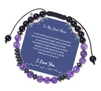 AZFEIYA Morse Code Bracelets for Women Bonus Mother Hematite Natural Lava Stone Bead Bracelet Adjustable Amethyst Braided Rope Bracelet Inspirational Jewelry for Women,Sister,Lady, L, Crystal, no