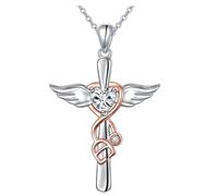 AZFEIYA Nurses Female Stethoscope Necklace Nurse Gifts for Women, Heart Necklaces for Women Heartbeat Jewelry for Doctor Nurse Medical Studen Appreciation Gifts, L, Brass, Cubic Zirconia