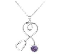 AZFEIYA Nurses Female Stethoscope Necklace Nurse Gifts for Women, Heart Necklaces for Women Heartbeat Jewelry for Doctor Nurse Medical Studen Appreciation Gifts, L, Brass, Cubic Zirconia