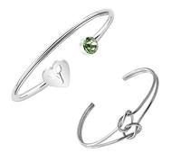 AZFEIYA Vegan jewelry Vegan Bracelet Vegetarian Gift Vegan Gift Animal Rights Bracelet Gift for Vegan 2pcs/set Tie the Knot Jewelry, Stainless Steel, crystal