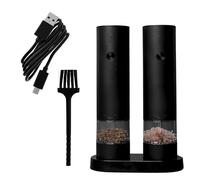 AZFEK Electric Salt and Pepper Grinder Set with Base- USB Rechargeable Electric Salt and Pepper Mill Adjustable Coarseness Spice Grinder One Touch Operation
