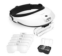 AZFUNN 1X to 6X Headband Magnifier, Head Mount Magnifying Glass with LED Light for Close Work Jewelers Loupe Eyelash Extensions Watch Repair Reading