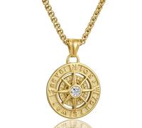 AZFVBQL Compass Necklace for Men Women Graduation inspirational Jewelry Stainless Steel Compass Pendant Gifts, 1.65*1.18inch, Stainless Steel, No Gemstone
