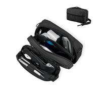 AZG Go Travel Organizer Pouch Electronic Accessories Carry Case Waterproof Double Layers All-in-One for Cord, Phone, Airpods, USB Flash Drive for Men Women, Portable Charger Organizer (Black)