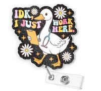 AZGUAMI Nurse Badge Reel Retractable - IDK I Just Work Here Cute Silly Goose Badge Reel Funny Accessories for Work with Aligator Clip, Nurses W ppreciation Gifts for CNA Medical Assistant RN LPN