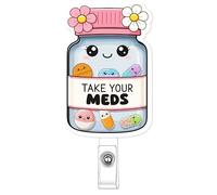 AZGUAMI Pharmacy Badge Reel Shaker - Pill Bottle Badge Holder Retractable with Alligator Clip, Nurses W ifts for Nursing Student CNA Medical Assistant ICU ER Nurse Accessories for Work