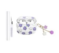 AZGYIAI Compatible with Apple AirPods Pro 2 Case, Soft TPU with Cute Flower Pattern for AirPods Pro 2nd/1st Case with Flower Keychain and Cleaning Kit for Girls Women (Purple)