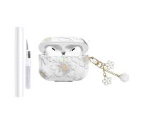 AZGYIAI Compatible with Apple AirPods Pro 2 Case, Soft TPU with Cute Flower Pattern for AirPods Pro 2nd/1st Case with Flower Keychain and Cleaning Kit for Girls Women (White)