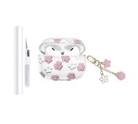 AZGYIAI Compatible with Apple AirPods Pro 2 Case, Soft TPU with Cute Flower Pattern for AirPods Pro 2nd/1st Case with Flower Keychain and Cleaning Kit for Girls Women (Pink)