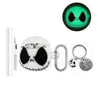 AZGYIAI for Apple AirPods 4 Case 2024，[Glow in The Dark] Cute Skull Case for AirPods 4th Generation, Soft Silicone Cases with Cleaner kit and Skull Keychain for Women Men (White, Airpods 2/1)