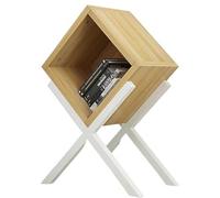 AZHANGYB 1 Cube Storage Organizer Shelf, Wood and Metal Cubby Bookcase, Industrial 1 Tier Cube Bookshelf, Modern Freestanding Display Shelves (C)